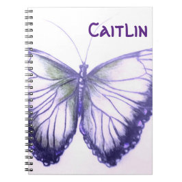 Caderno Espiral Nome personalizado Bela borboleta Notebook