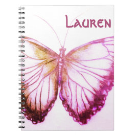 Caderno Espiral Nome personalizado Bela borboleta Notebook