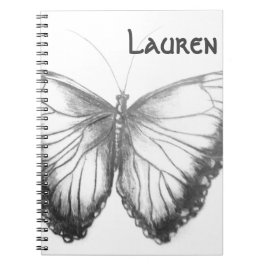 Caderno Espiral Nome personalizado Bela borboleta Notebook