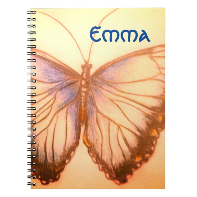 Caderno Espiral Nome personalizado Bela borboleta Notebook (Frente)