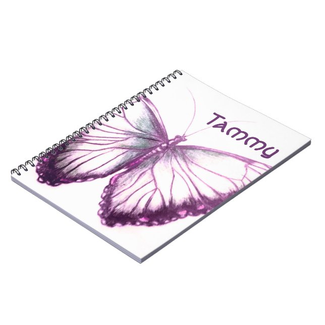 Caderno Espiral Nome personalizado Bela borboleta Notebook (Left Side)
