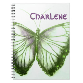 Caderno Espiral Nome personalizado Bela borboleta Notebook