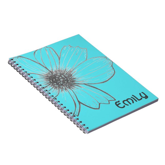 Caderno Espiral Nome Personalizado Bela design de Teto Flor (Lado Direito)