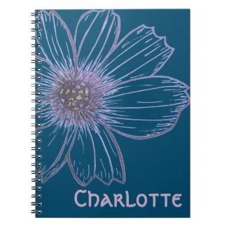 Caderno Espiral Nome personalizado Bela design do Flor Notebook