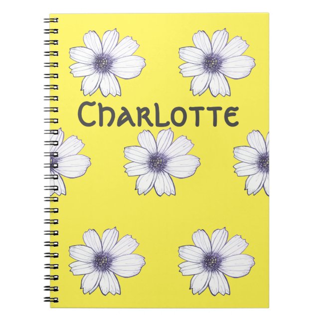 Caderno Espiral Nome personalizado Bela design do Flor Notebook (Frente)