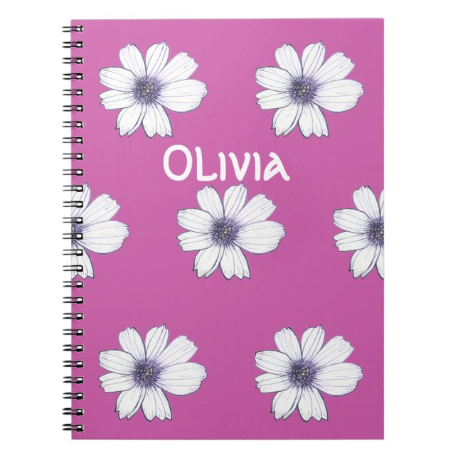 Caderno Espiral Nome personalizado Bela design do notebook rosa-fl (Frente)