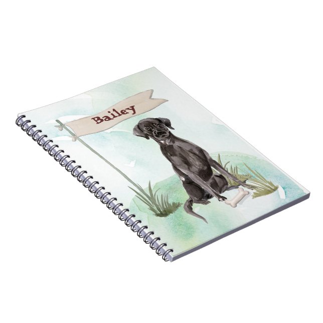 Caderno Espiral Nome personalizado Black Lab Pet Dog (Lado Direito)