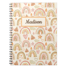 Caderno Espiral Nome Personalizado Bloco de Notas Gift Boho Rainbo