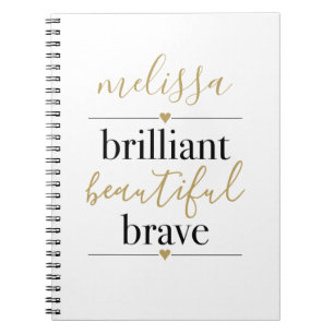 Caderno Espiral Nome Personalizado Brilhante Belo Bravo 