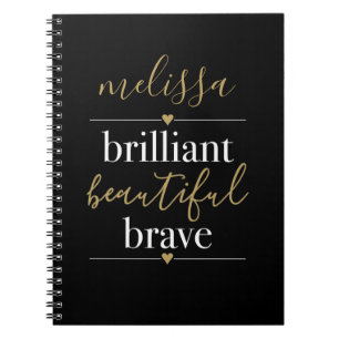 Caderno Espiral Nome Personalizado Brilhante Bonita Corajosa