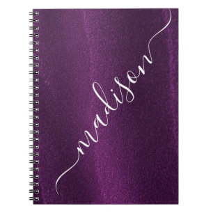 Caderno Espiral Nome Personalizado Brilho Brilhante Roxo