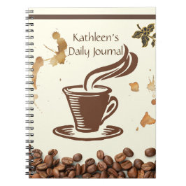 Caderno Espiral Nome Personalizado Café Diário Diário