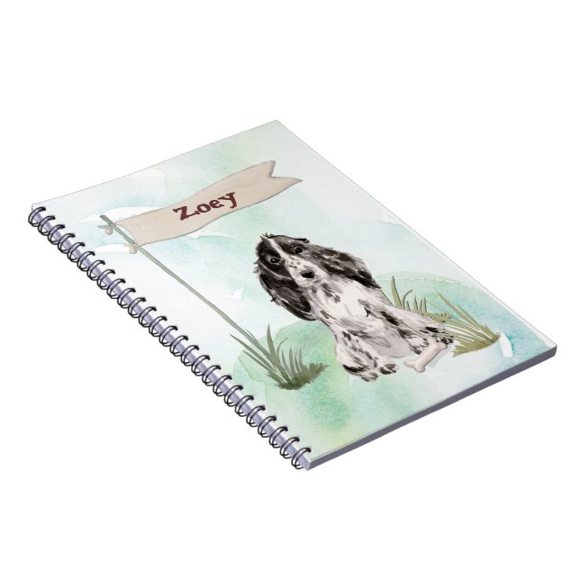 Caderno Espiral Nome Personalizado Cão Pet Cocker Spaniel (Lado Direito)