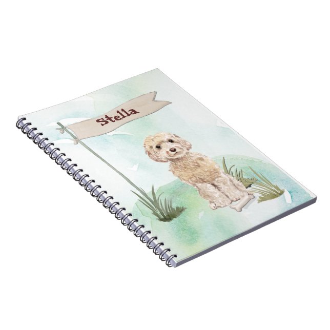 Caderno Espiral Nome Personalizado Champagne Cockapoo Pet Dog (Lado Direito)