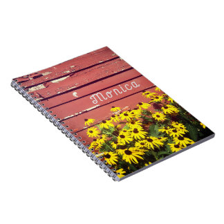 Caderno Espiral Nome Personalizado com Nota sobre Madeira e Flores