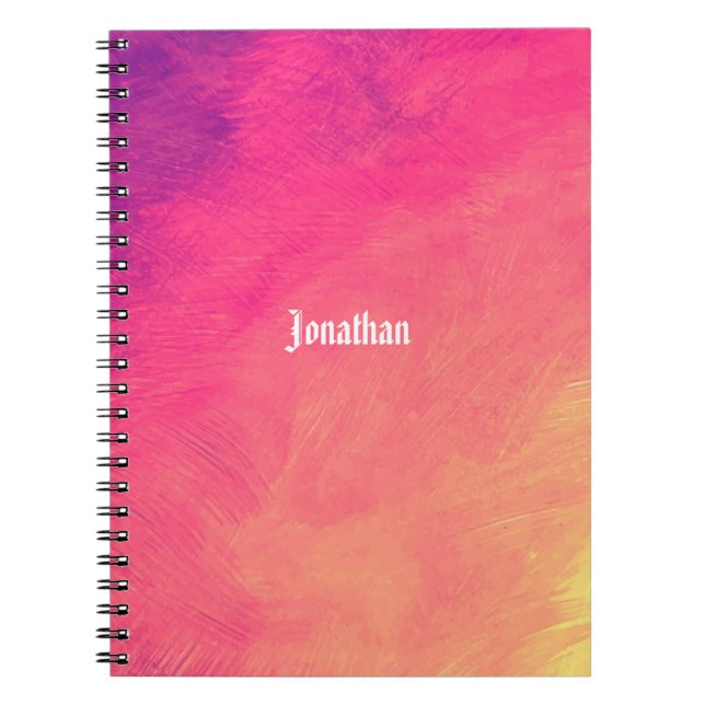 Caderno Espiral nome personalizado cor abstrata (Frente)