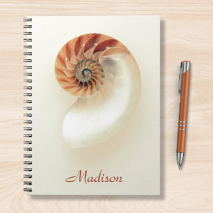 Caderno Espiral Nome Personalizado da Célula Marinha Chic Minimali