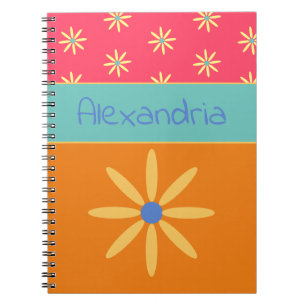 Caderno Espiral Nome Personalizado da Flor Retroativa