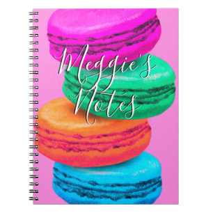 Caderno Espiral Nome personalizado da ilustração de doces macaron