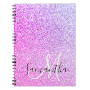 Caderno Espiral Nome Personalizado da Lista de Estilos Rosa Modern