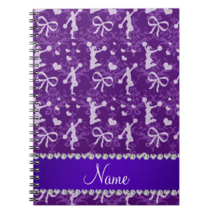 Caderno Espiral Nome personalizado damasco de ginástica roxa