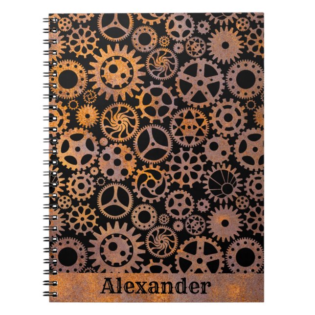 Caderno Espiral Nome Personalizado das Ursinhas Rusty Steampunk (Frente)
