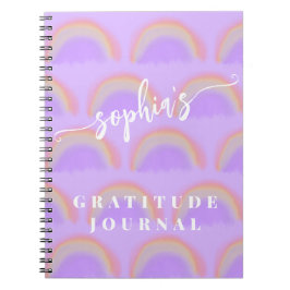 Caderno Espiral Nome personalizado de arco-íris em aquarela
