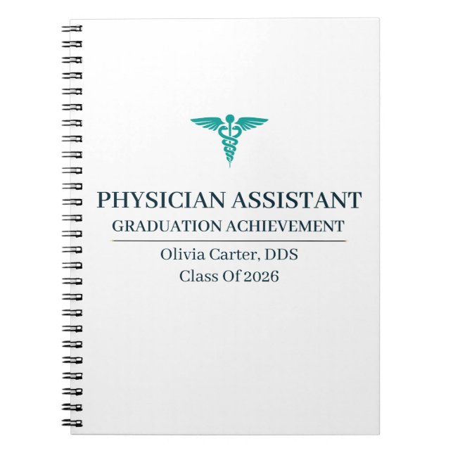 Caderno Espiral Nome Personalizado de Assistente Médico Desde Ano (Frente)