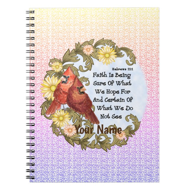 Caderno Espiral Nome personalizado de Christian Cardinals Faith (Frente)