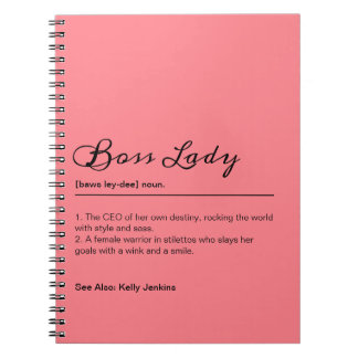 Caderno Espiral Nome Personalizado De Definição Do Chefe Rosa, Pre