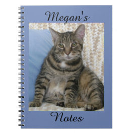 Caderno Espiral Nome Personalizado de Foto do Cat Tabby de Texto