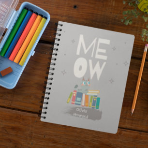 Caderno Espiral Nome Personalizado de Leitura de Livros de Gato Gó