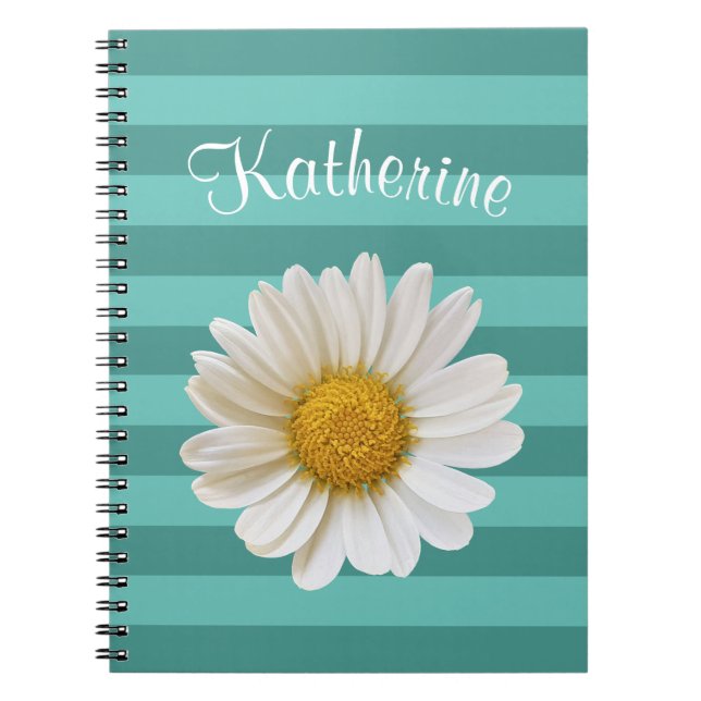 Caderno Espiral Nome Personalizado de Strike de Teal Branco (Frente)