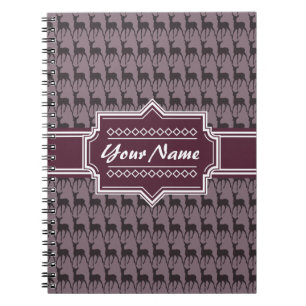 Caderno Espiral Nome Personalizado de Veado Violeta Roxo #V1