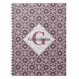 Caderno Espiral Nome personalizado Deco Dusky Rosa Cherry Blossom 