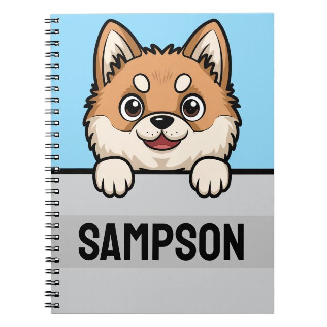 Caderno Espiral Nome Personalizado do Akita Inu Personalizado Text (Frente)