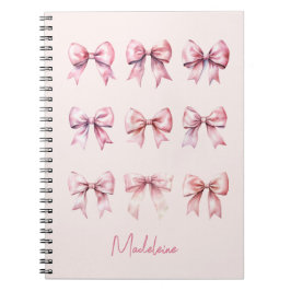Caderno Espiral Nome Personalizado do Arco Coquette Rosa