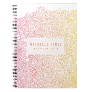 Caderno Espiral Nome Personalizado do Artista Elegante Coral Rosa