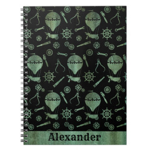 Caderno Espiral Nome Personalizado do Balonom de Bronze de Verdigr