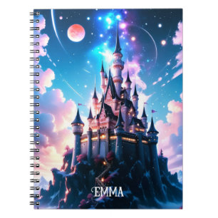 Caderno Espiral Nome Personalizado do Castelo de Fantasy