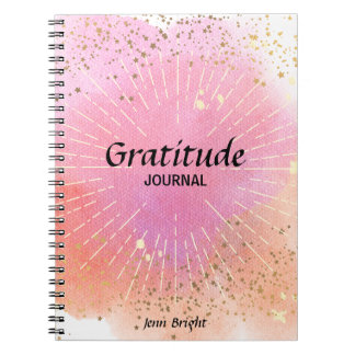 Caderno Espiral Nome Personalizado do Diário de Gratidão Cor de Ág