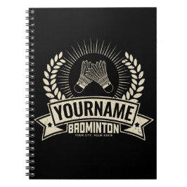 Caderno Espiral Nome Personalizado do Jogador de Badminton Racquet
