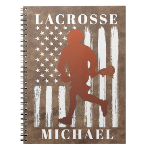 Caderno Espiral Nome Personalizado do Jogador de Lacrosse