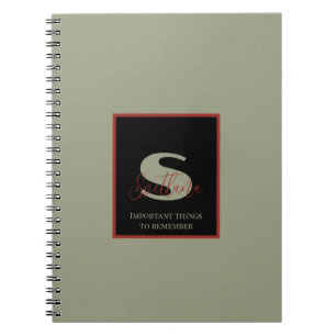 Caderno Espiral Nome Personalizado do Monograma Laranja Verde de S