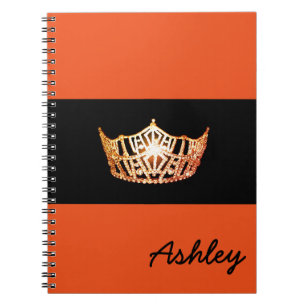 Caderno Espiral Nome Personalizado do Notebook Miss America Orange