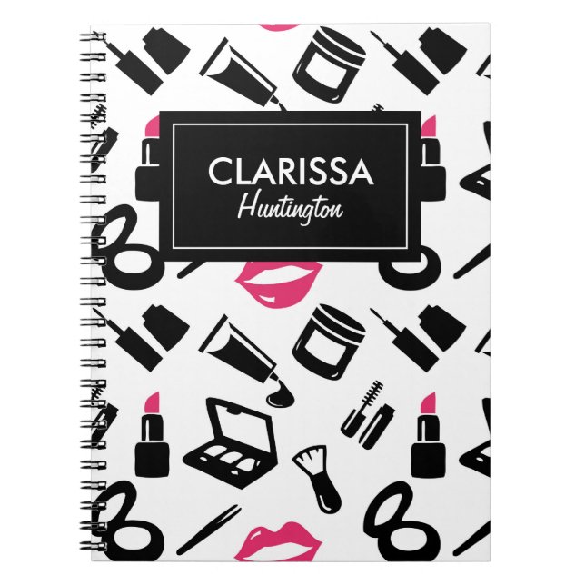 Caderno Espiral Nome Personalizado do Padrão Cosmético (Frente)