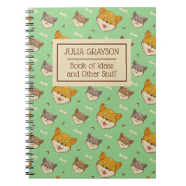 Caderno Espiral Nome Personalizado do Padrão de Cachorro Shiba Inu