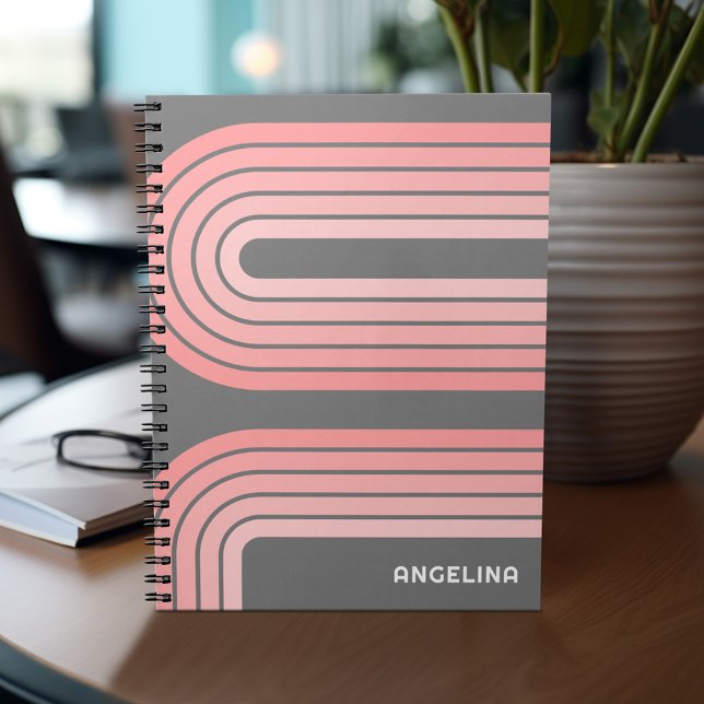 Caderno Espiral Nome Personalizado do Padrão de Strike Mod Rosa Es (Personalized notebook with custom text - add your name and other options)