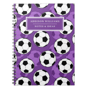Caderno Espiral Nome Personalizado do Padrão Único da Bola de Fute