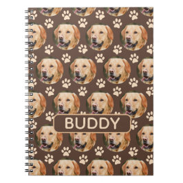 Caderno Espiral Nome Personalizado do Pet Photo Pattern
